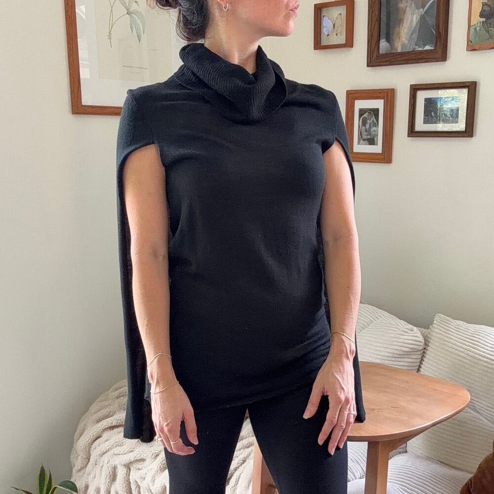 BB Dakota Cape Split Sleeve Turtle Neck Sweater Size S